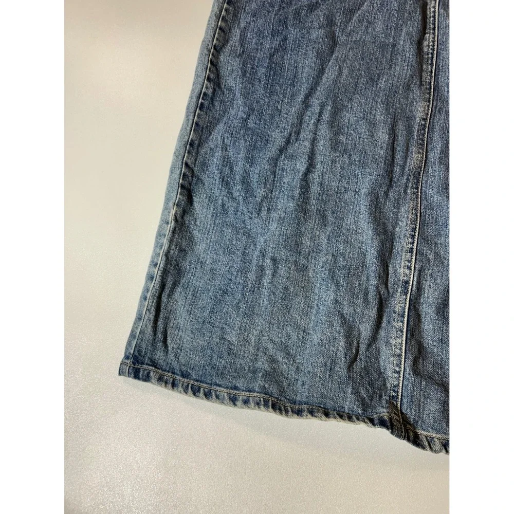 Christopher & Banks Denim Maxi Skirt Womens 6 Blue Excellent Cinch Back Long